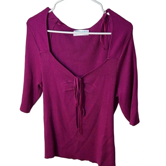 Addition Elle Pennington’s fuchsia Tie front 3/4 length sleeve sweater size 1X - Picture 2 of 7